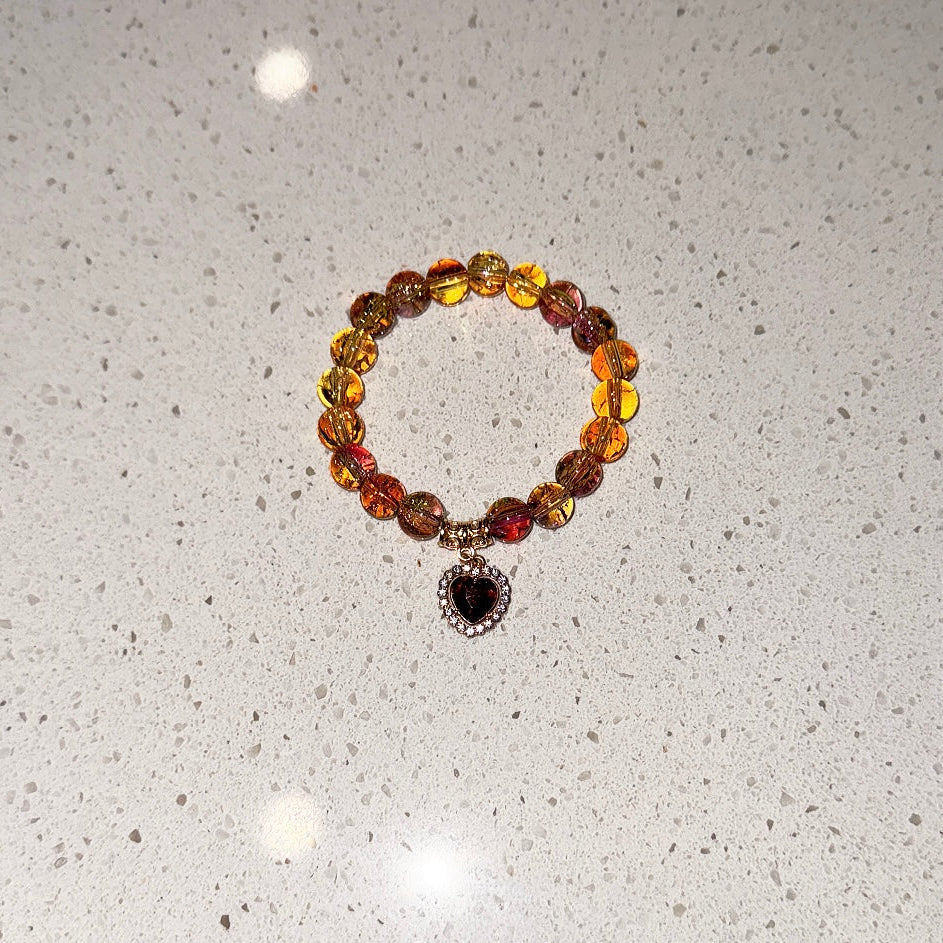 Sunset Brown Heart Beaded