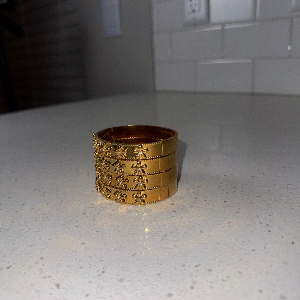 Gold Flower Bangle