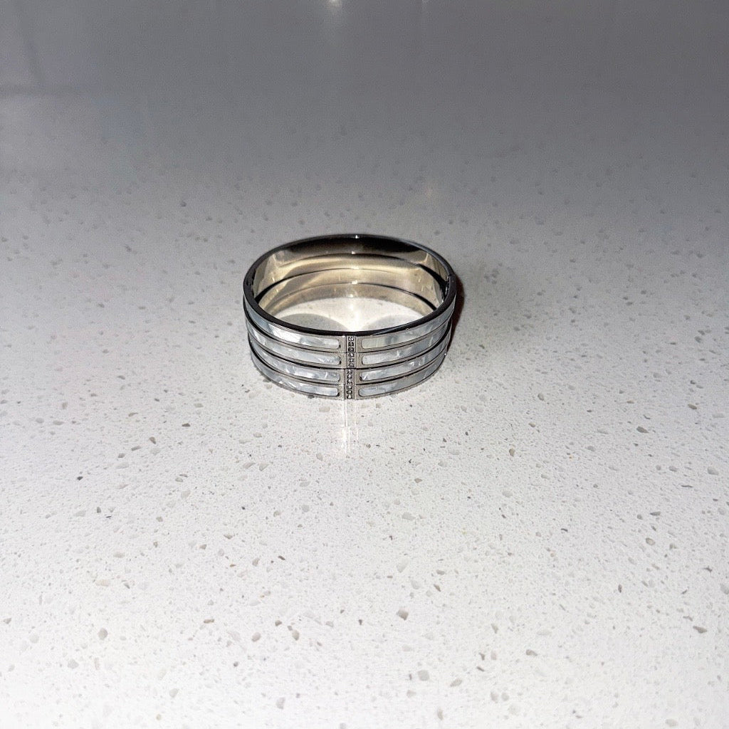 Silver & White Skinny Bangle