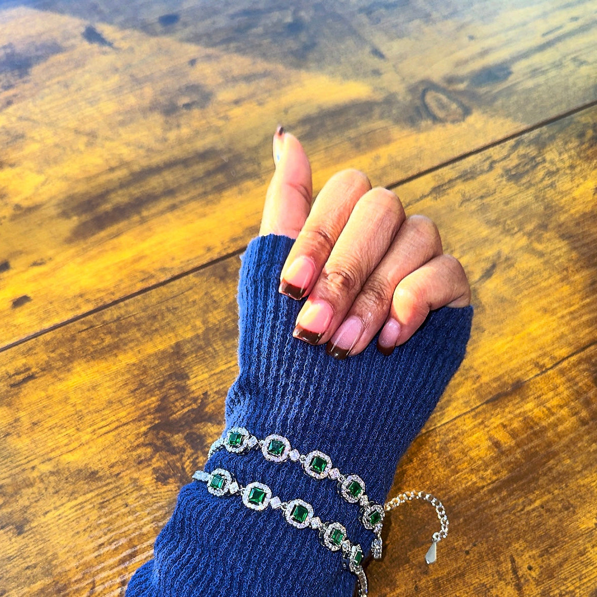 Silver and Green Bracelet