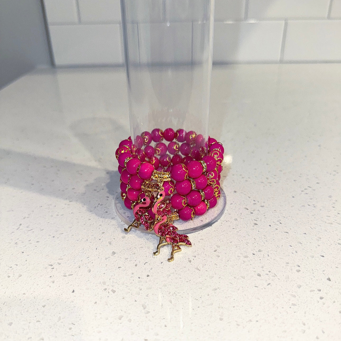 Pink Flamingo Beaded