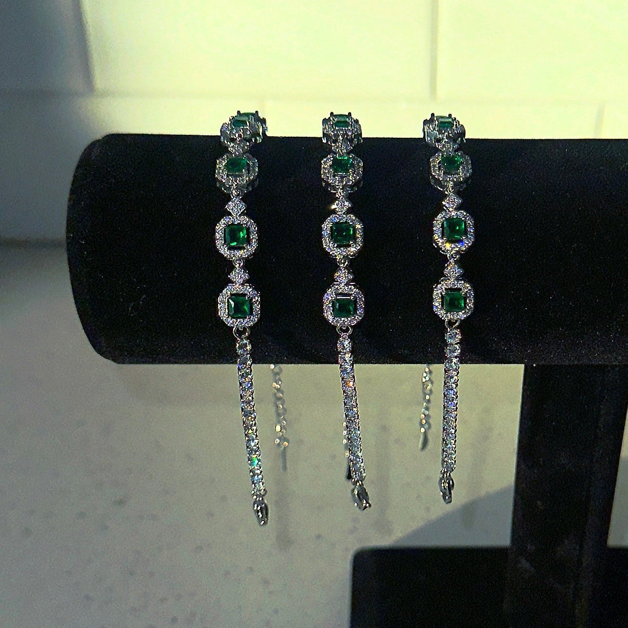 Silver and Green Bracelet