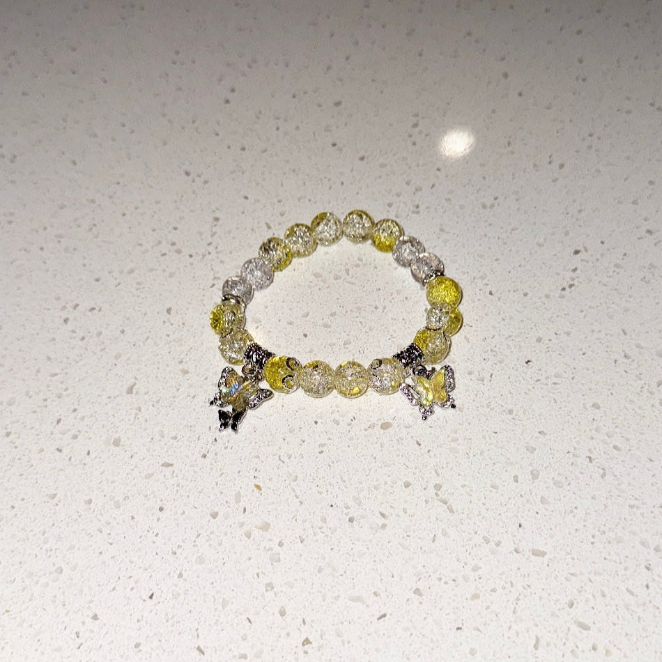 Clear Yellow Butterfly Beaded