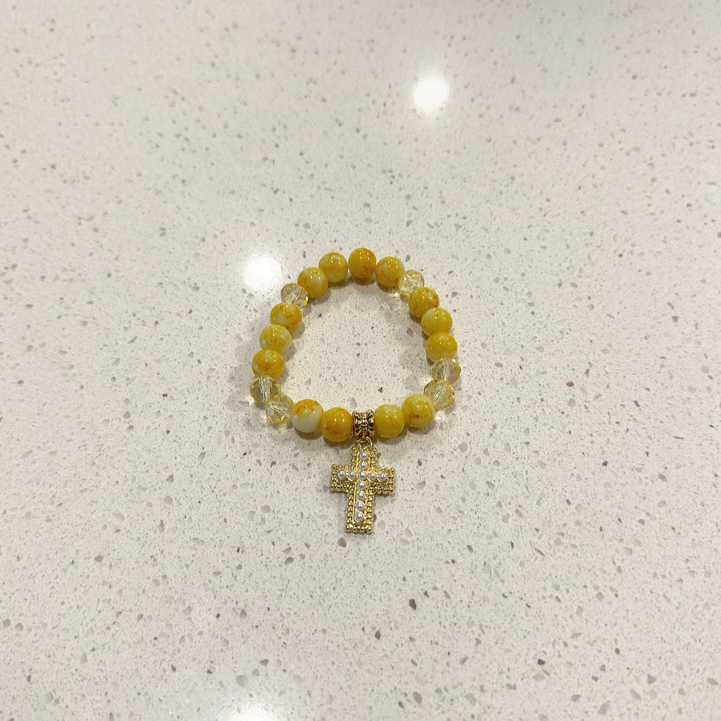 Yellow Cross Sunrise Beaded