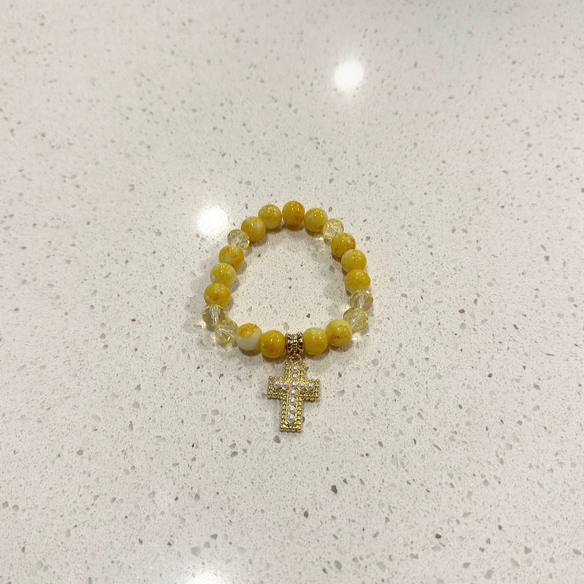 Yellow Cross Sunrise Beaded