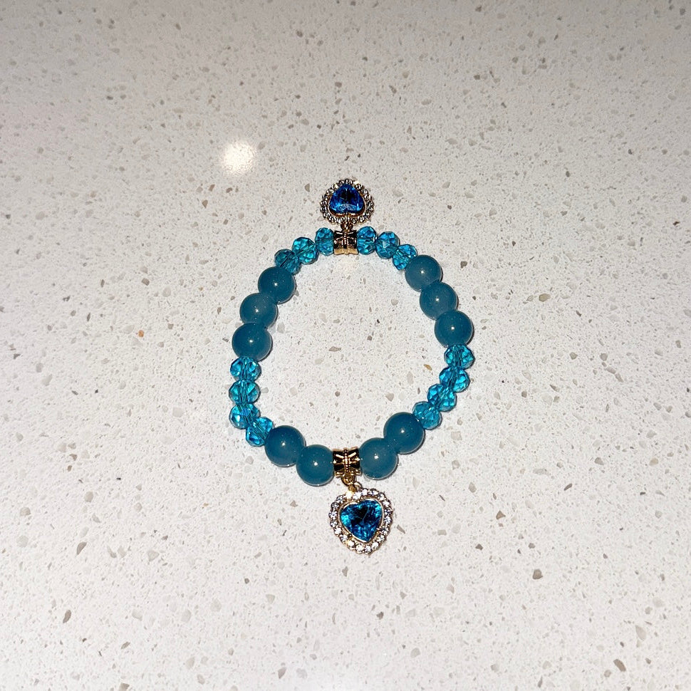 Blue Crystal Heart Beaded