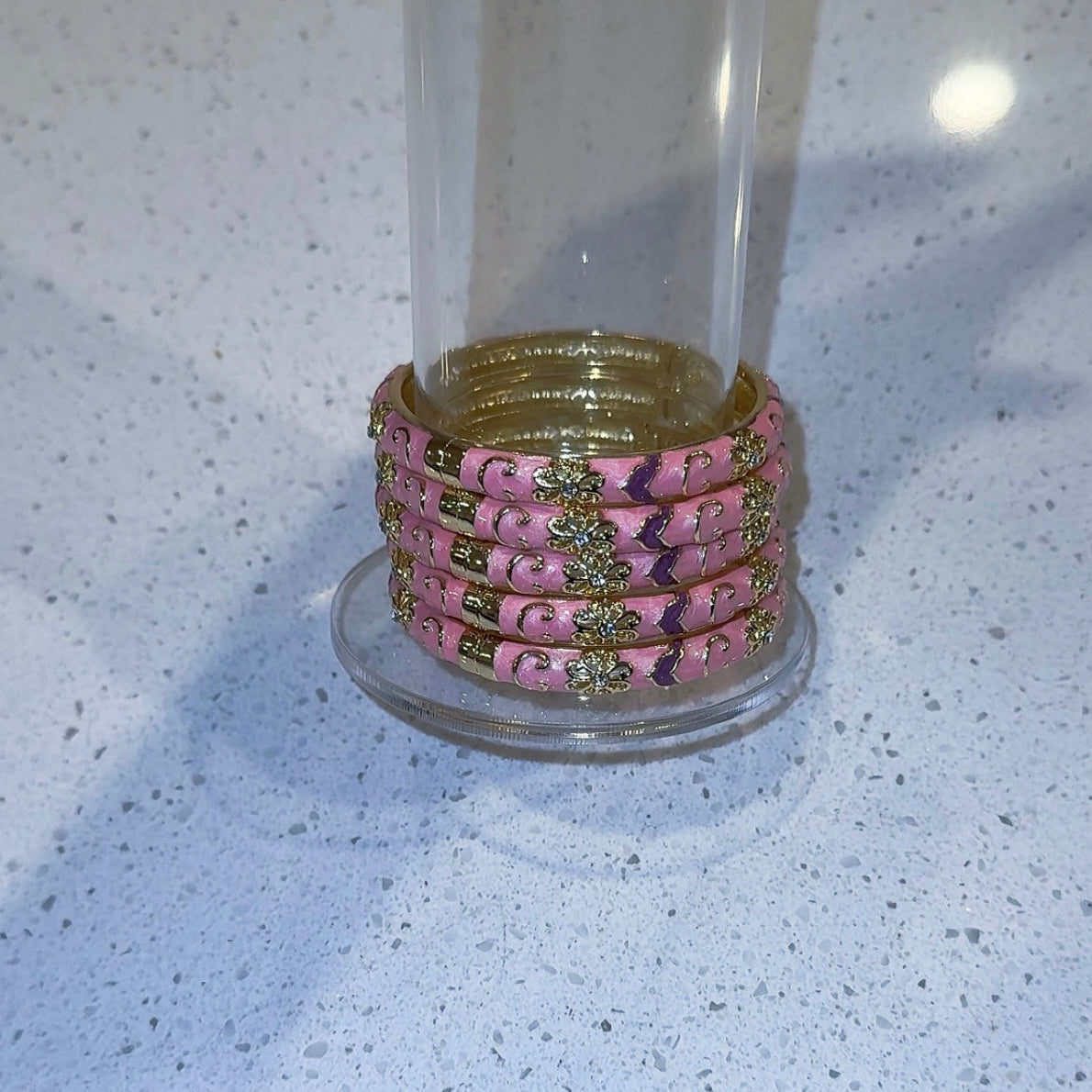 Gold and Pink Design Bangle