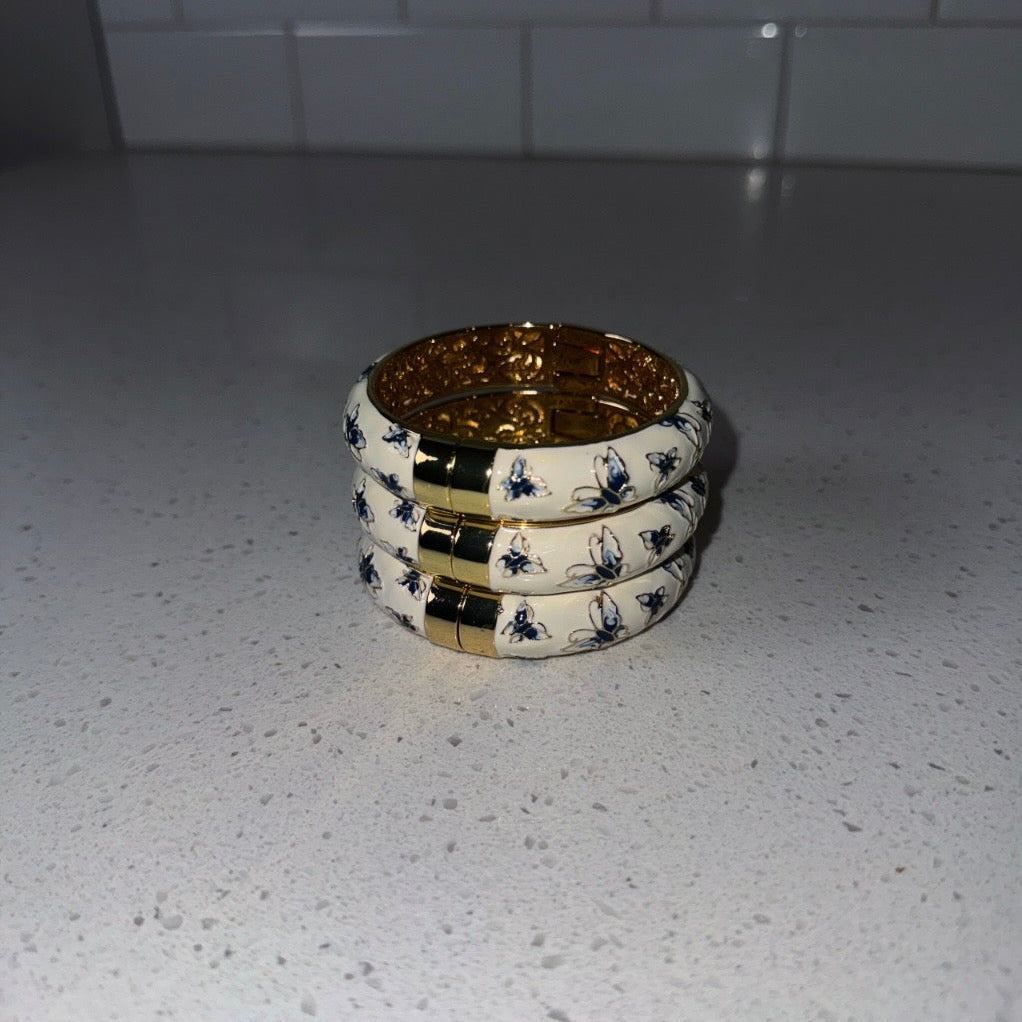 White & Blue Butterfly Bangle