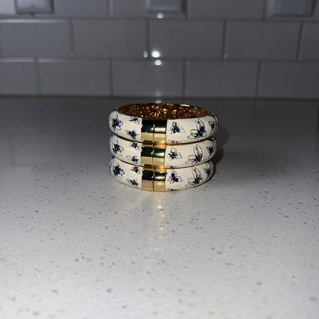 White & Blue Butterfly Bangle