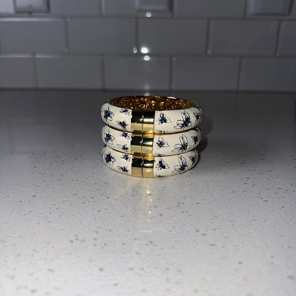 White & Blue Butterfly Bangle