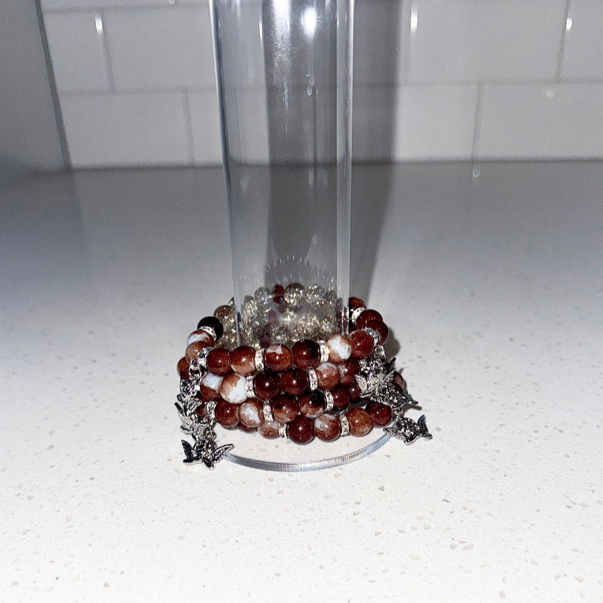 Brown and Silver Angels Beaded