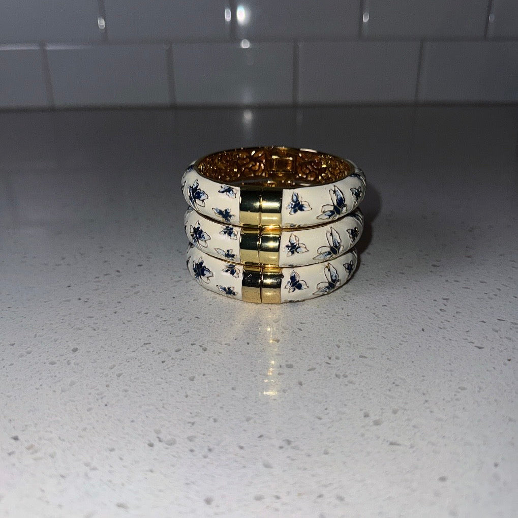 White & Blue Butterfly Bangle