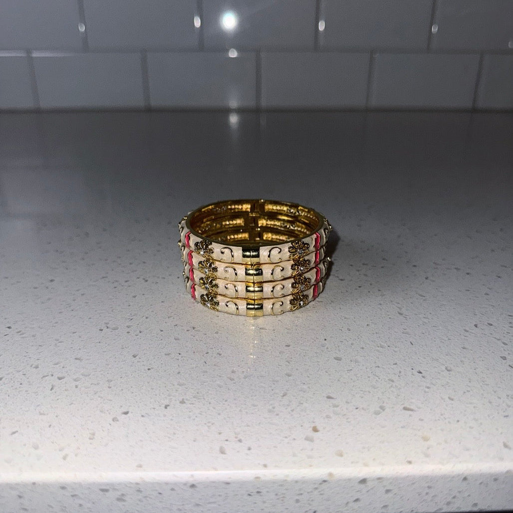 White & Pink Dynasty Bangle