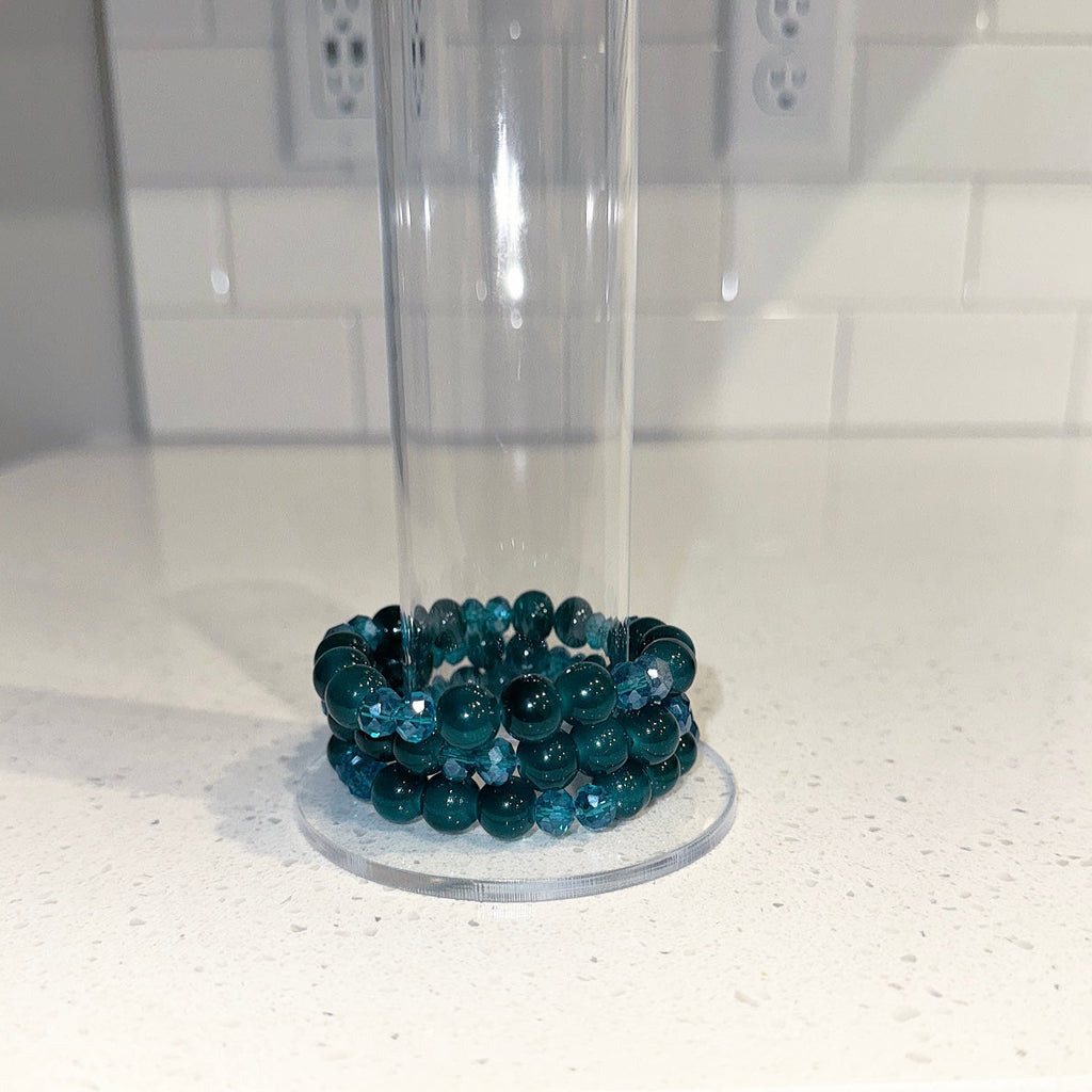 Blue Dark Green Crystal Beaded