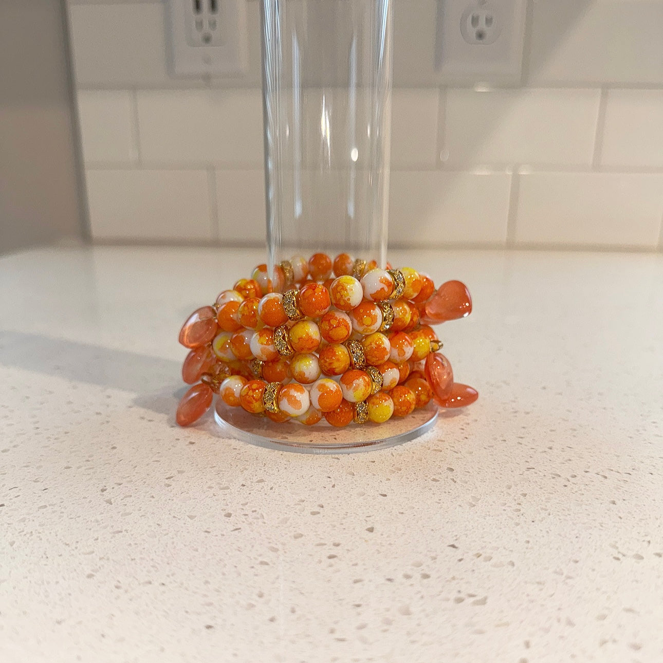 Orange Sweet Heart Beaded