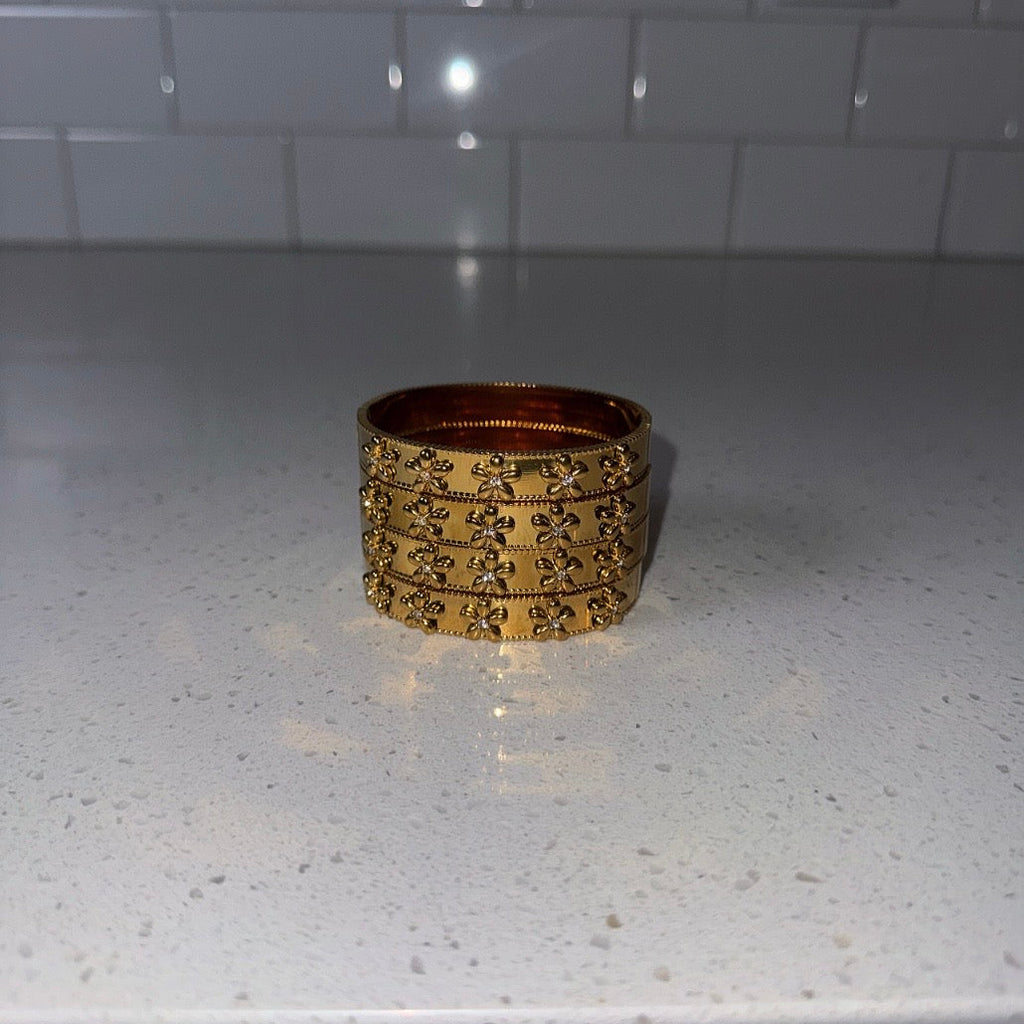 Gold Flower Bangle