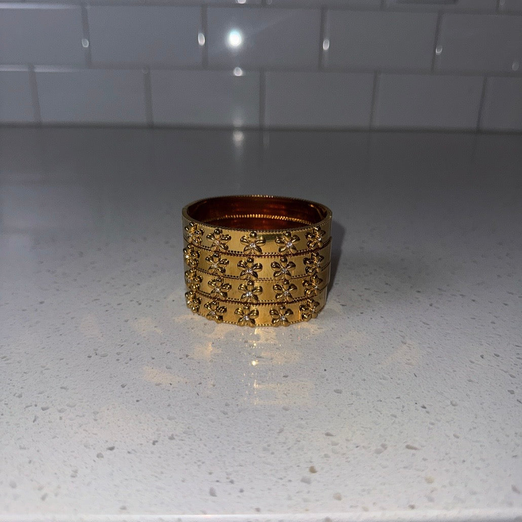 Gold Flower Bangle