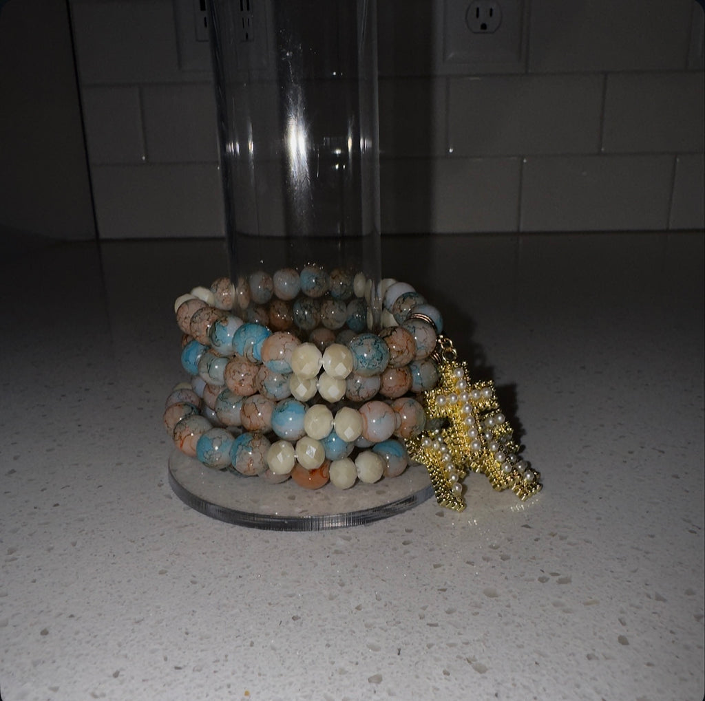 Coral Cross Beaded