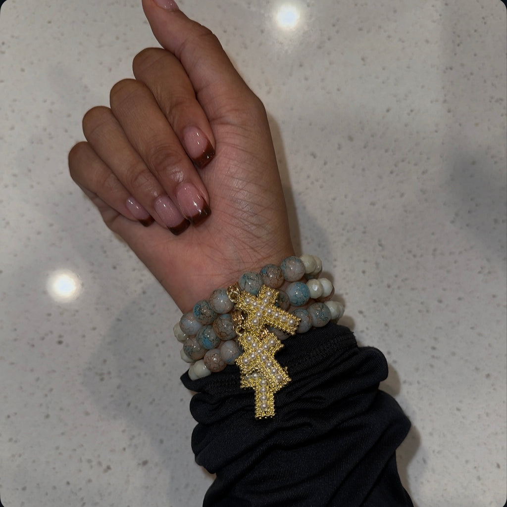Coral Cross Beaded