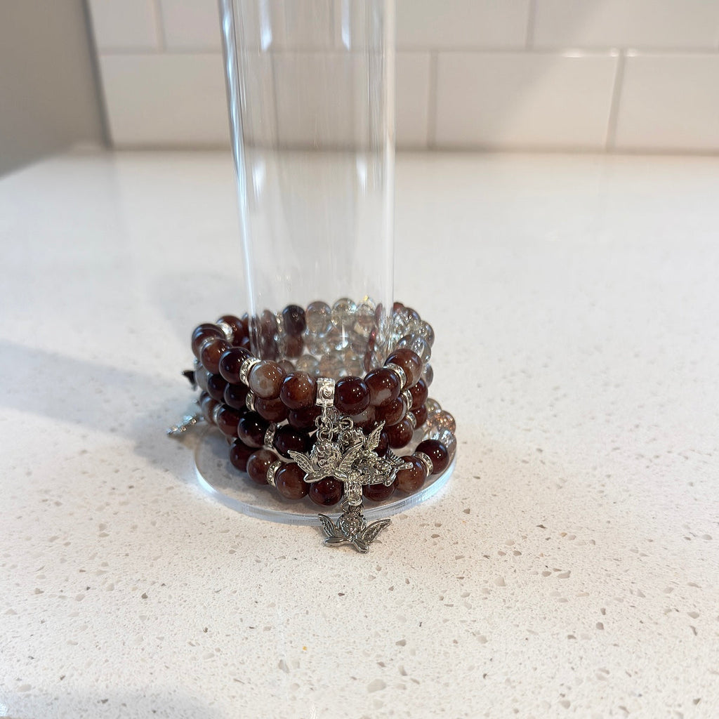 Brown and Silver Angels Beaded