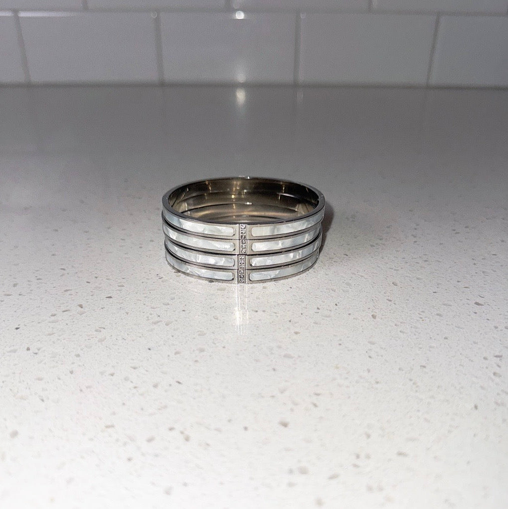 Silver & White Skinny Bangle