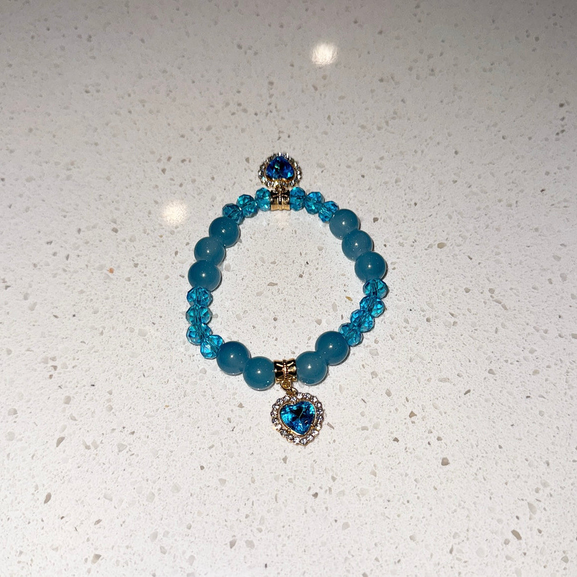 Blue Crystal Heart Beaded