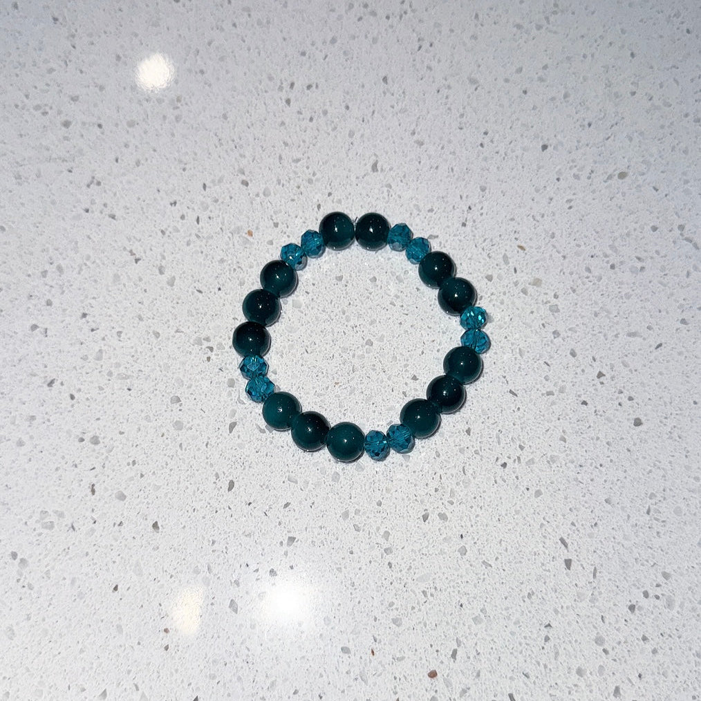 Blue Dark Green Crystal Beaded