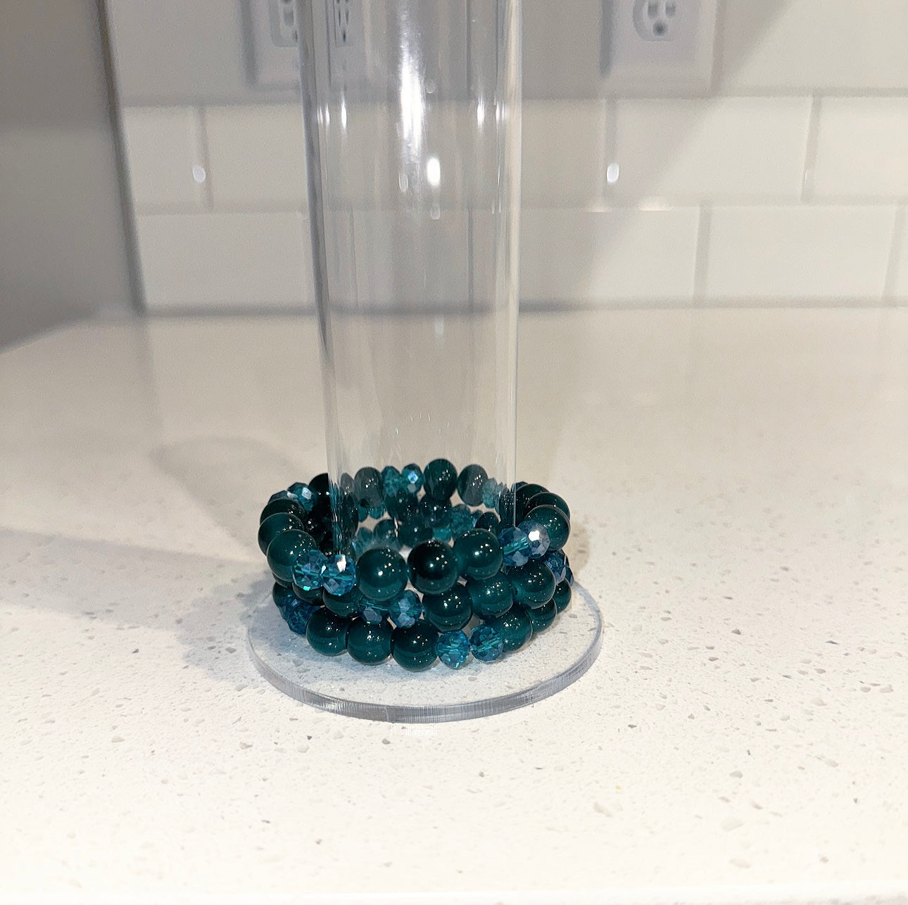 Blue Dark Green Crystal Beaded