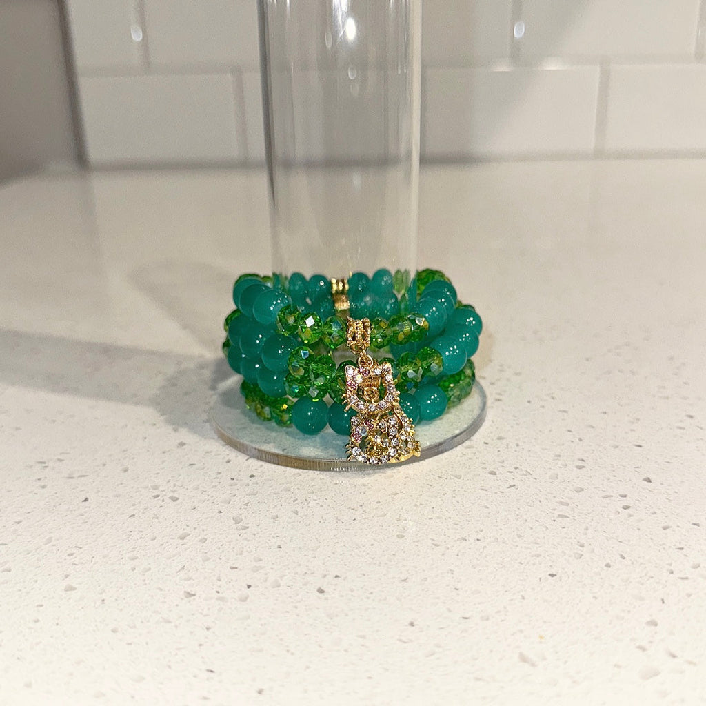 Teal Green Beaded