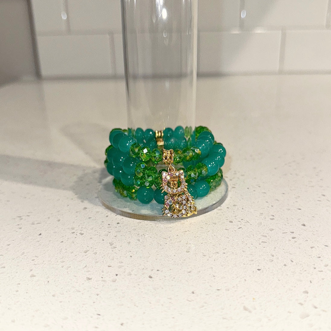 Teal Green Beaded