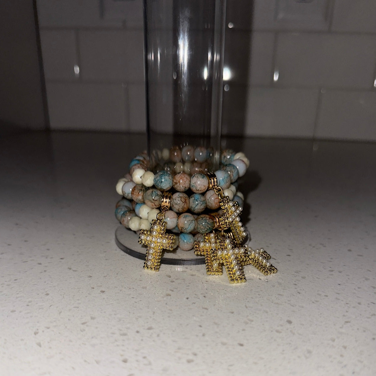 Coral Cross Beaded