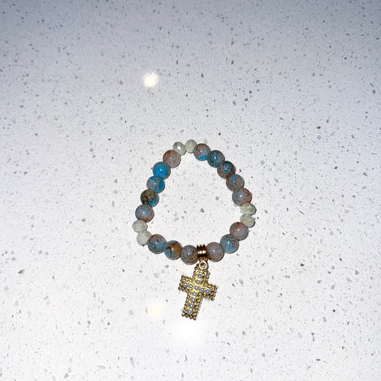 Coral Cross Beaded