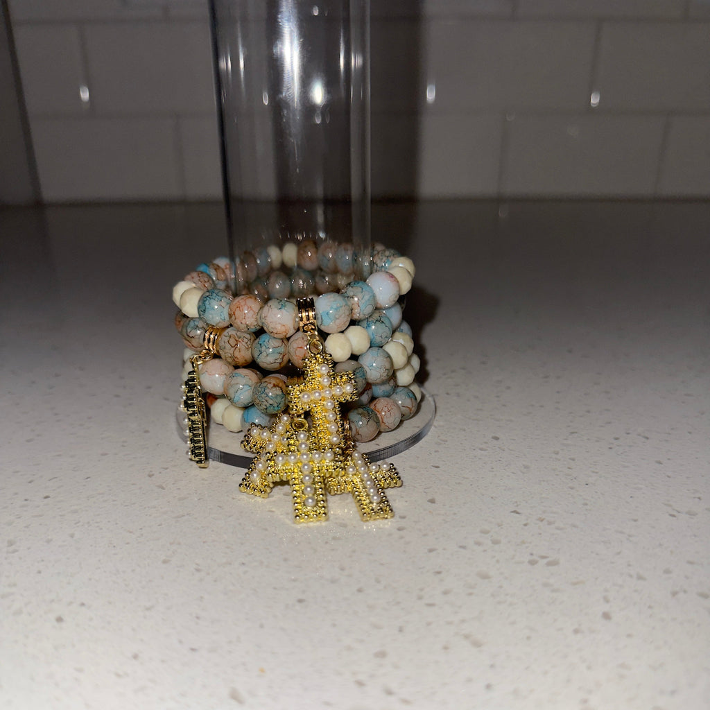 Coral Cross Beaded