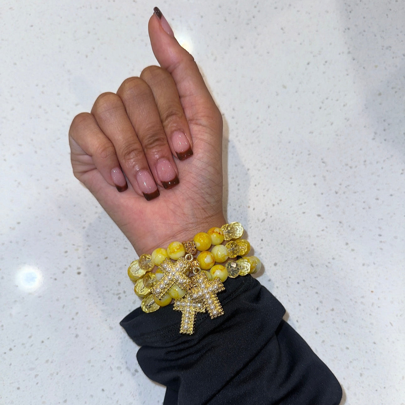 Yellow Cross Sunrise Beaded