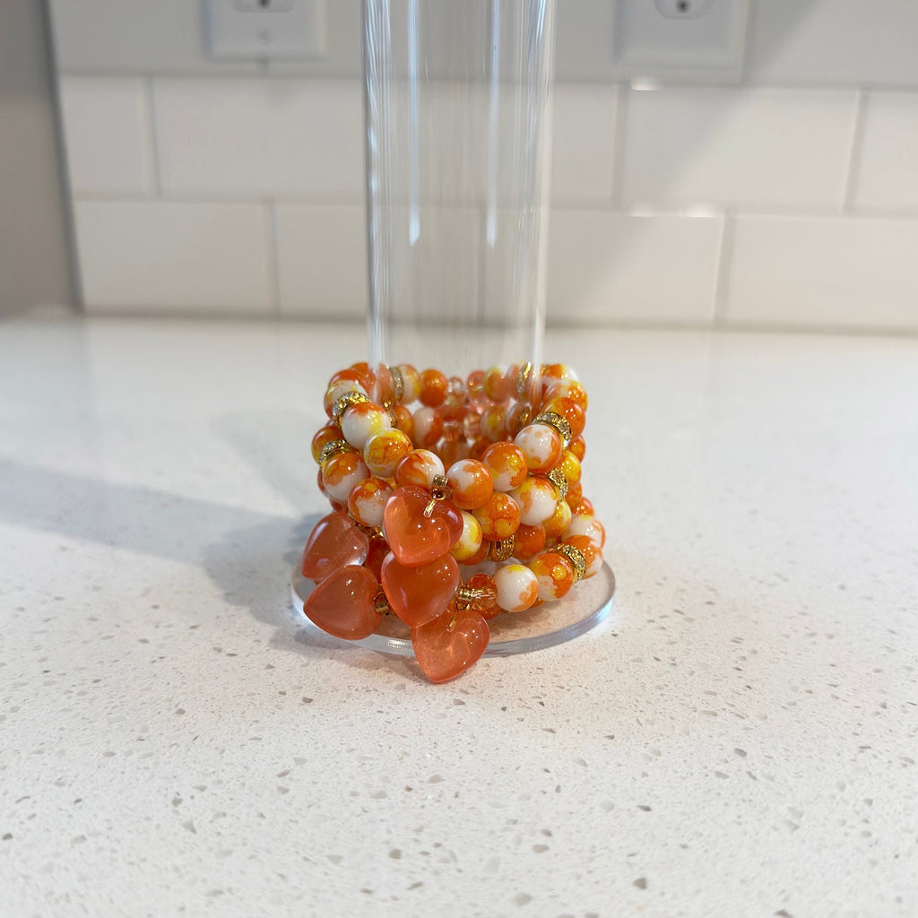 Orange Sweet Heart Beaded
