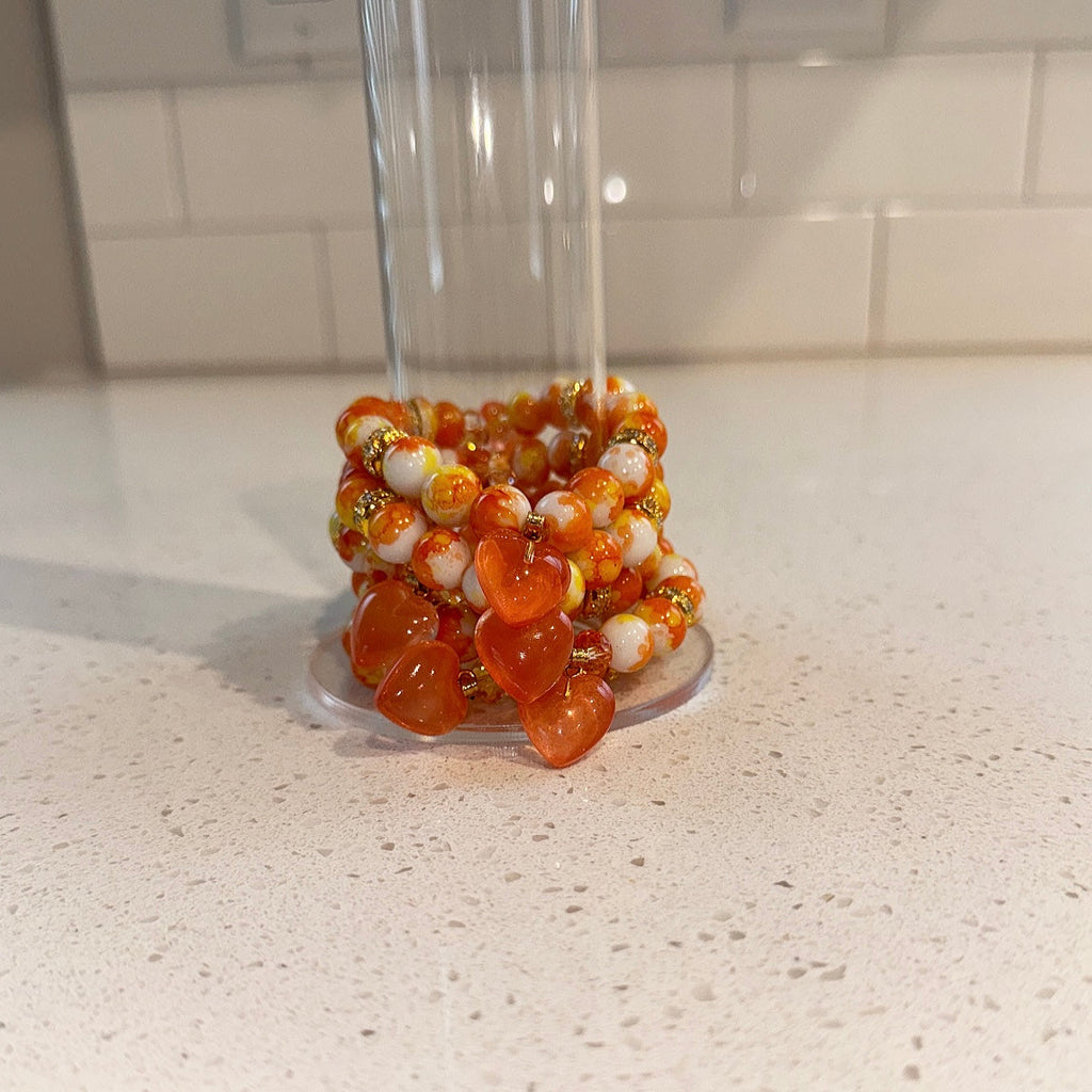 Orange Sweet Heart Beaded