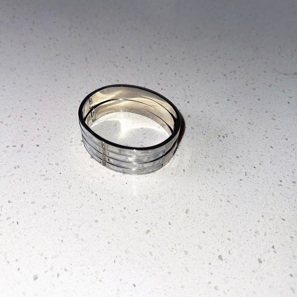 Silver & White Skinny Bangle