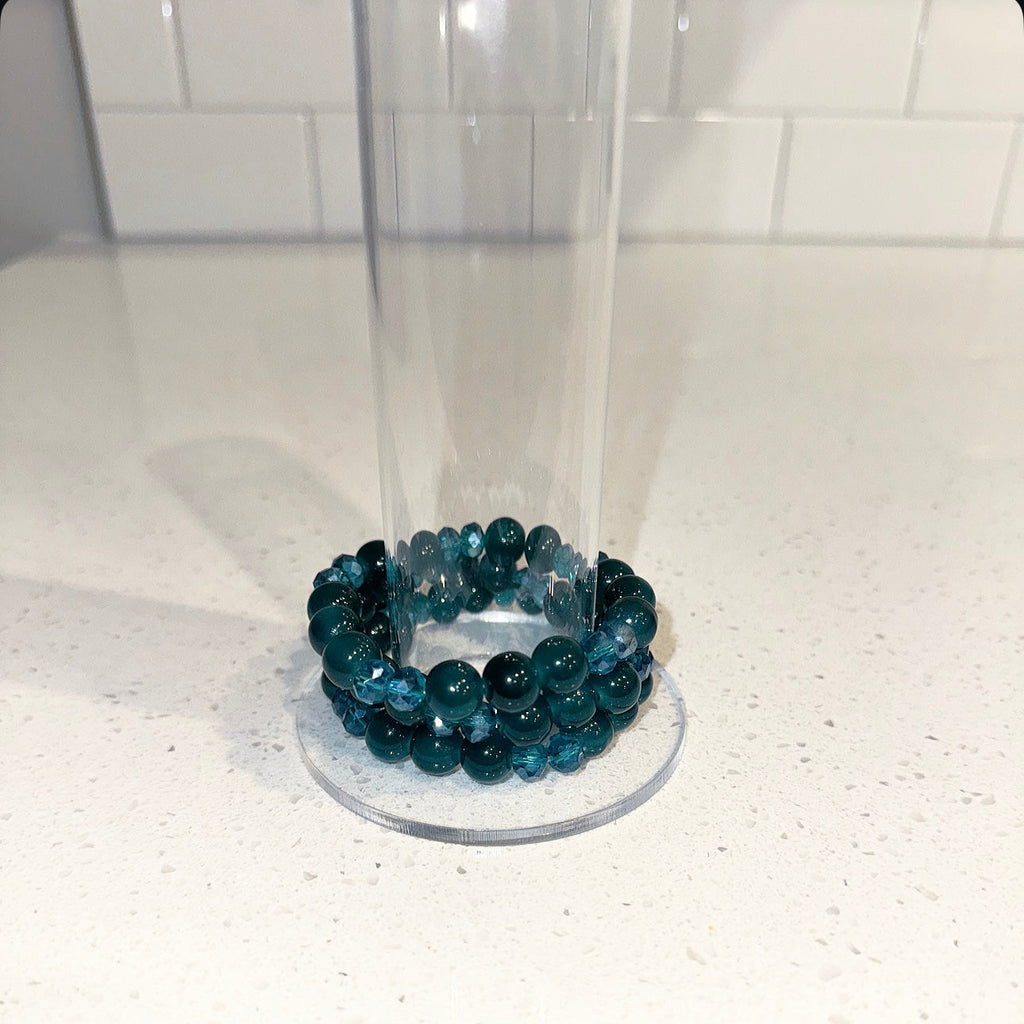 Blue Dark Green Crystal Beaded
