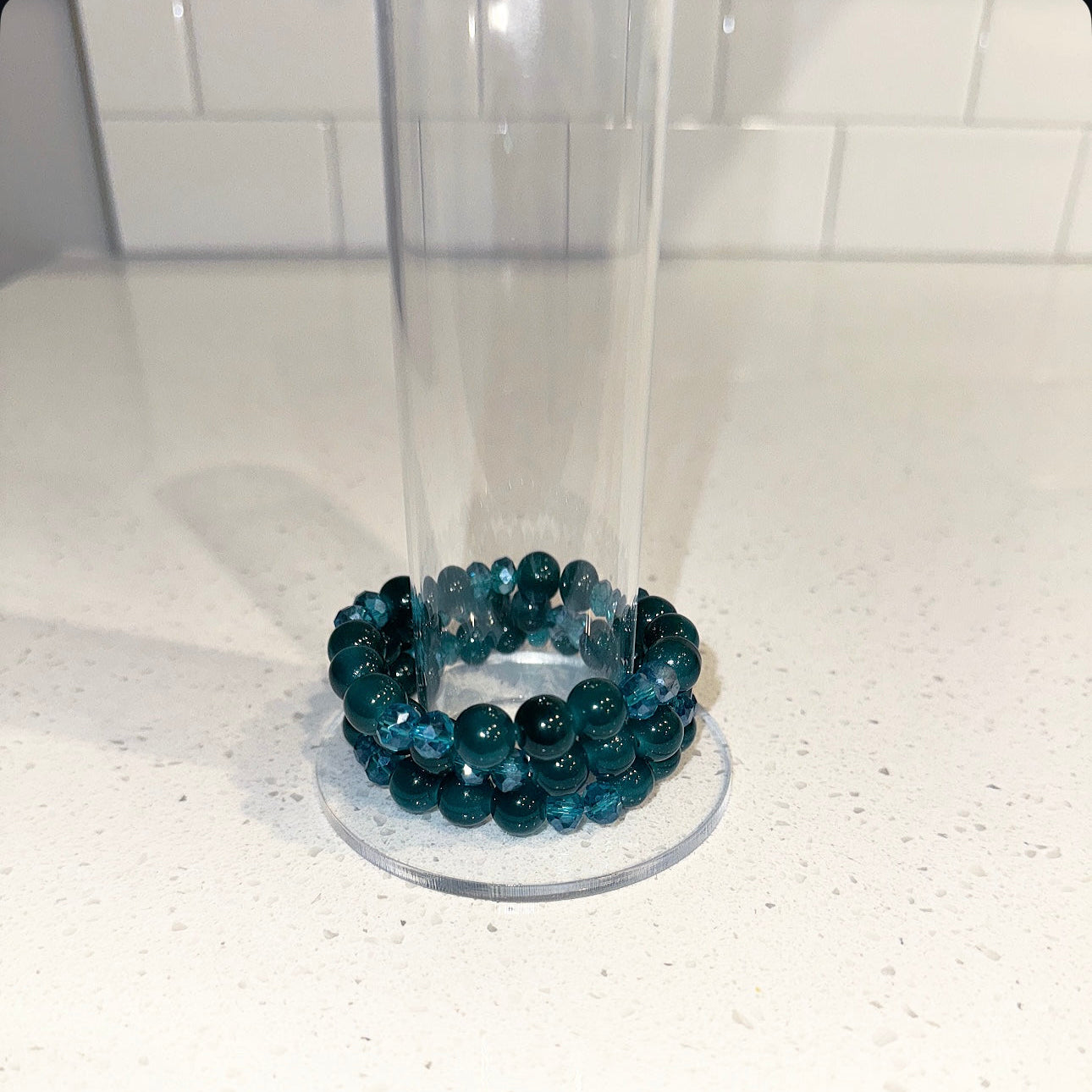 Blue Dark Green Crystal Beaded