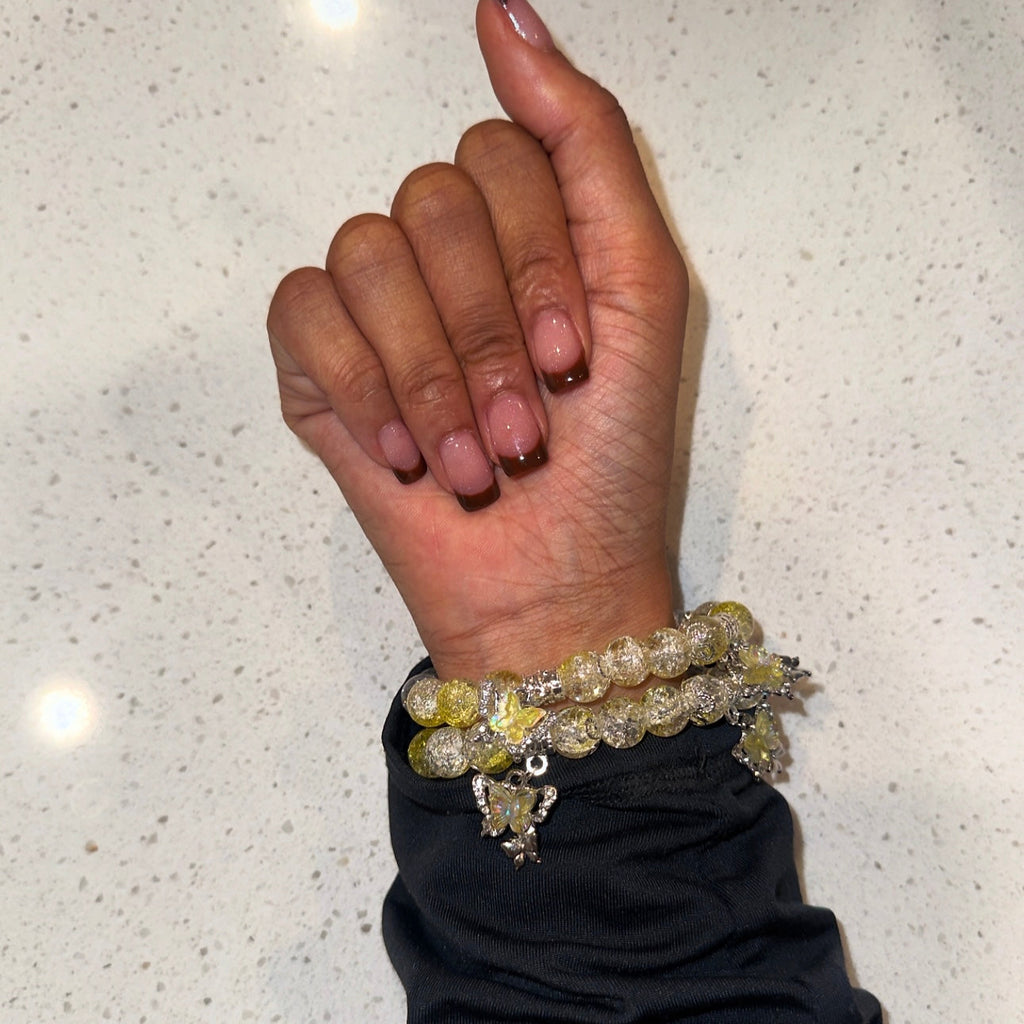 Clear Yellow Butterfly Beaded