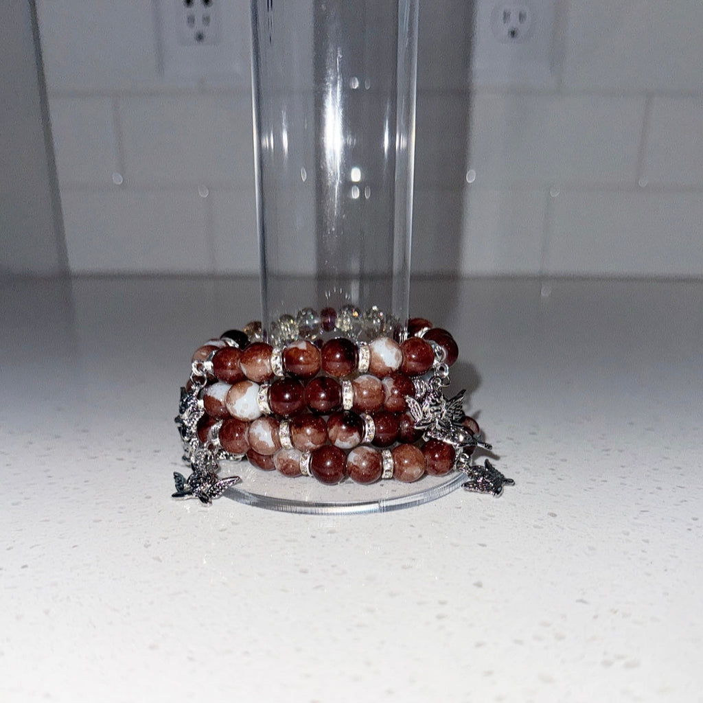 Brown and Silver Angels Beaded