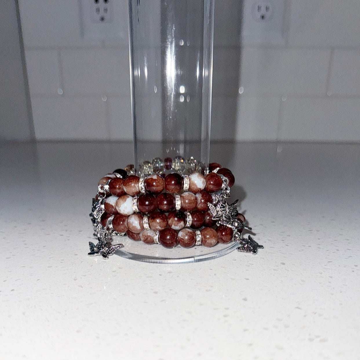 Brown and Silver Angels Beaded