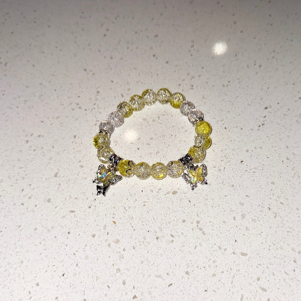Clear Yellow Butterfly Beaded