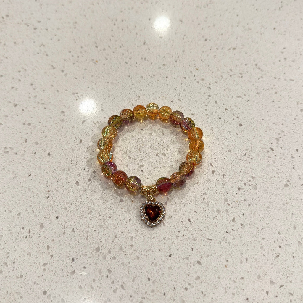 Sunset Brown Heart Beaded