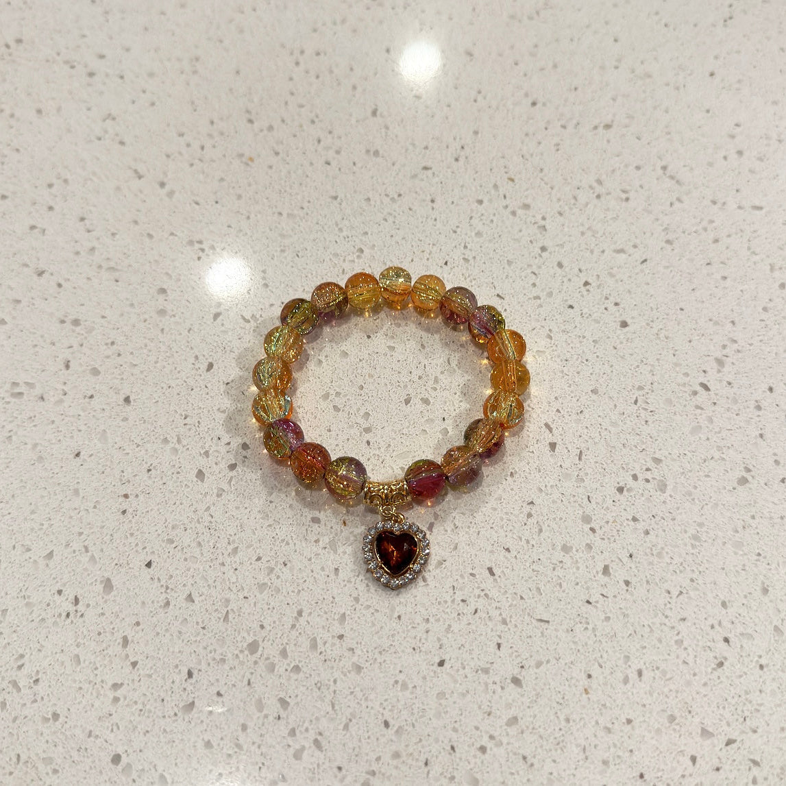 Sunset Brown Heart Beaded