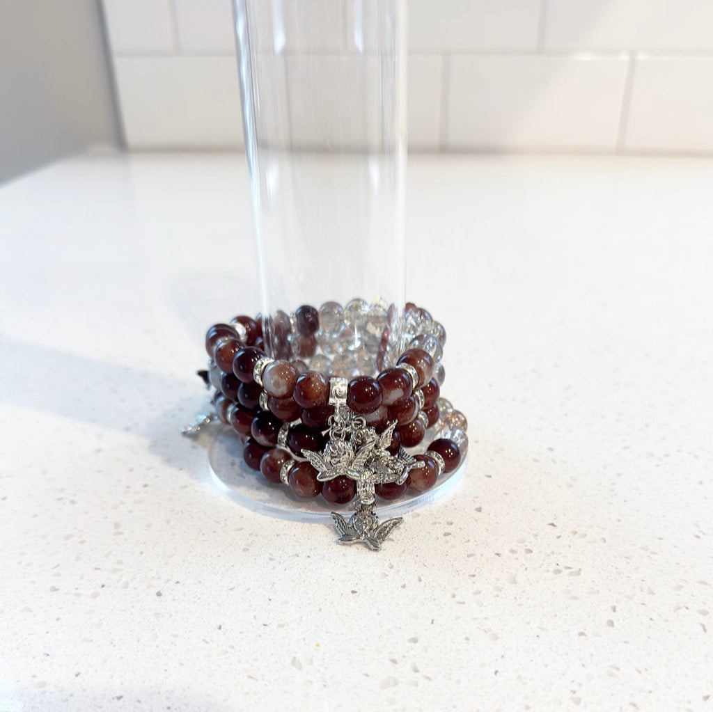 Brown and Silver Angels Beaded