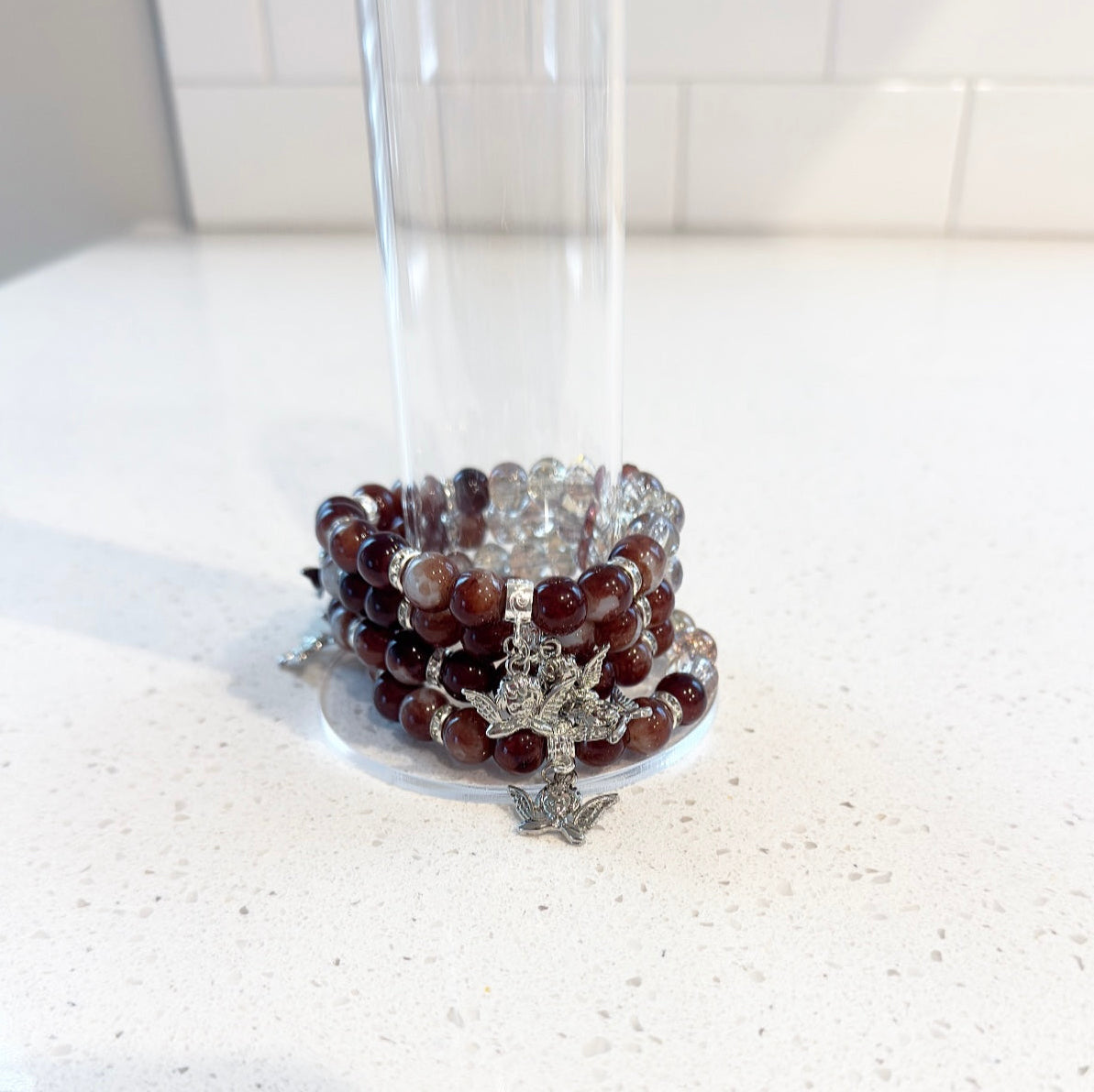 Brown and Silver Angels Beaded