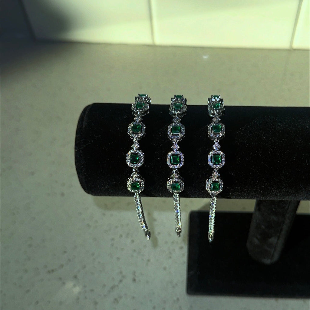 Silver and Green Bracelet