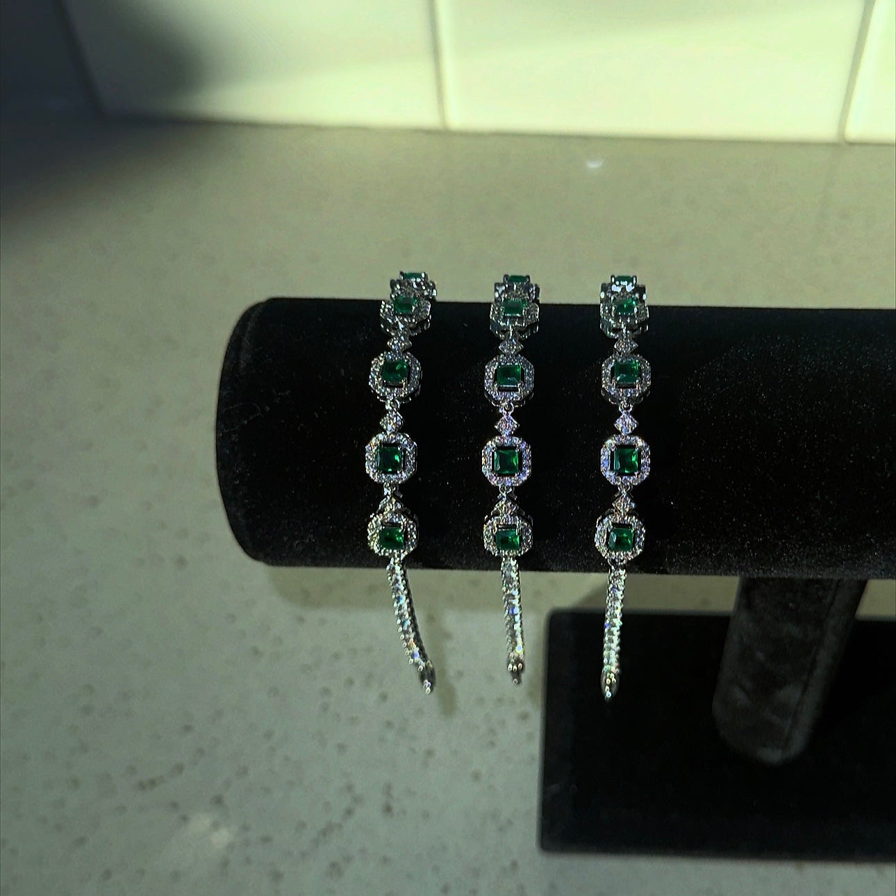 Silver and Green Bracelet