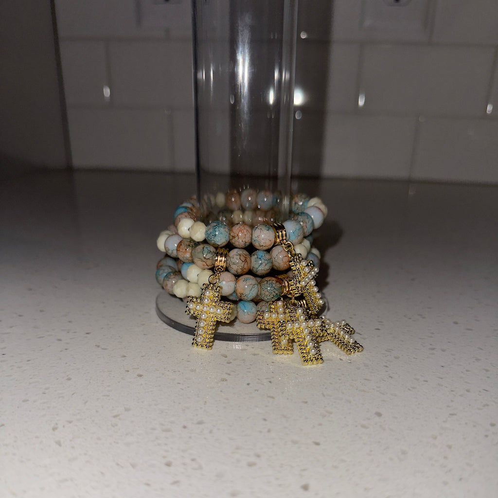 Coral Cross Beaded